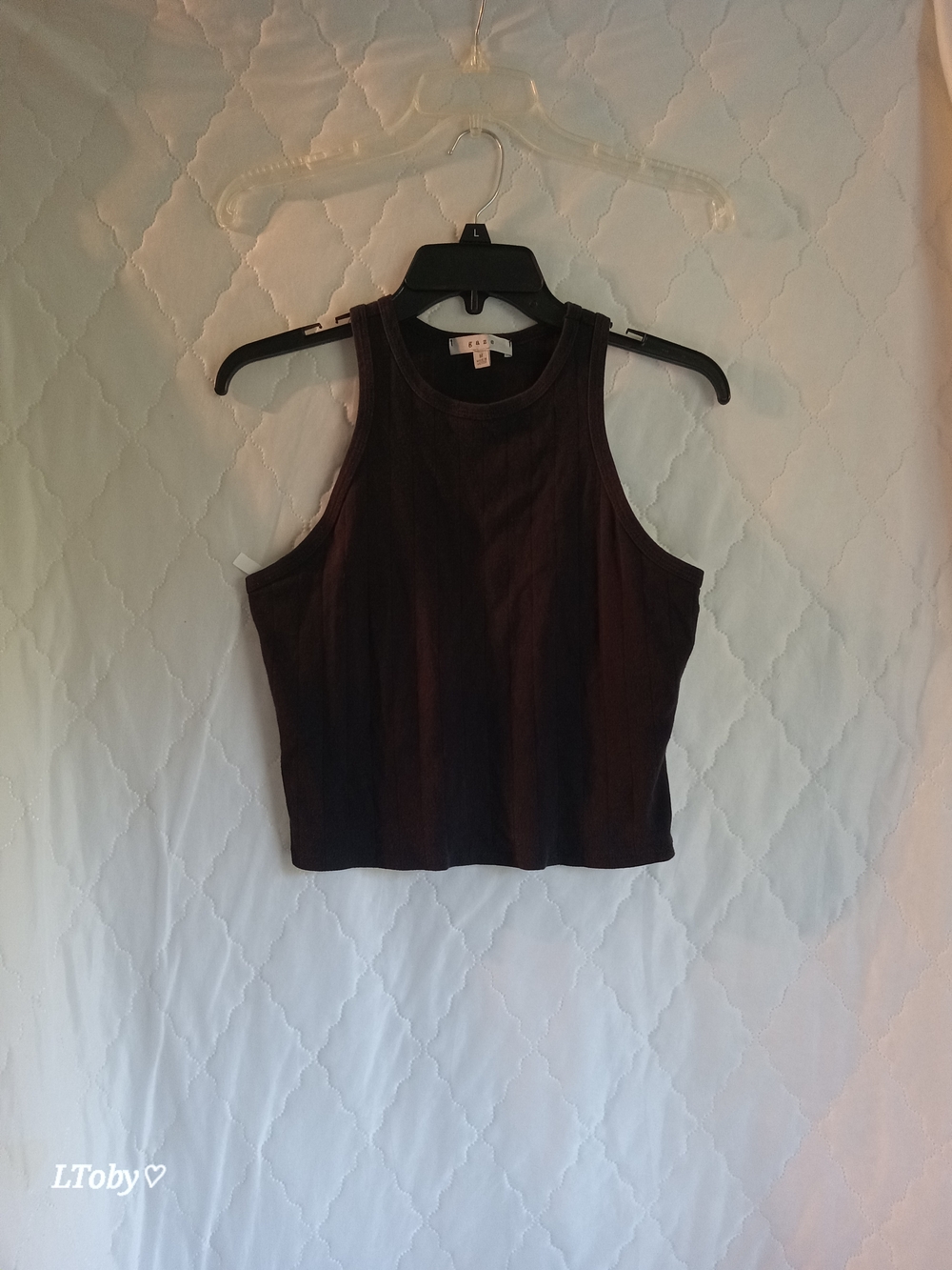 gaze Black Ribbed Cropped Tank